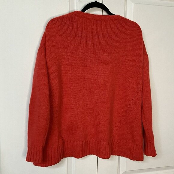 J.Crew Wool Blend Red Knit Sweater Oversized Womens Large Holiday Christmas - Picture 4 of 6